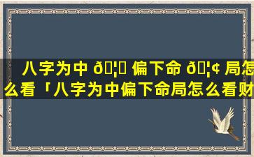 八字为中 🦁 偏下命 🦢 局怎么看「八字为中偏下命局怎么看财运」